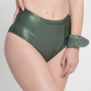 Costume Mestruale | SLIP VITA ALTA Lamé Verde