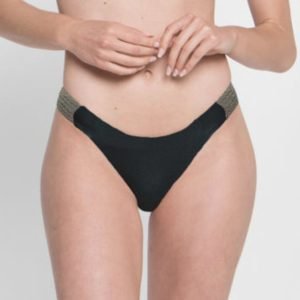 Costume Mestruale| SLIP LACCI Lamé Petrolio con lacci Argento