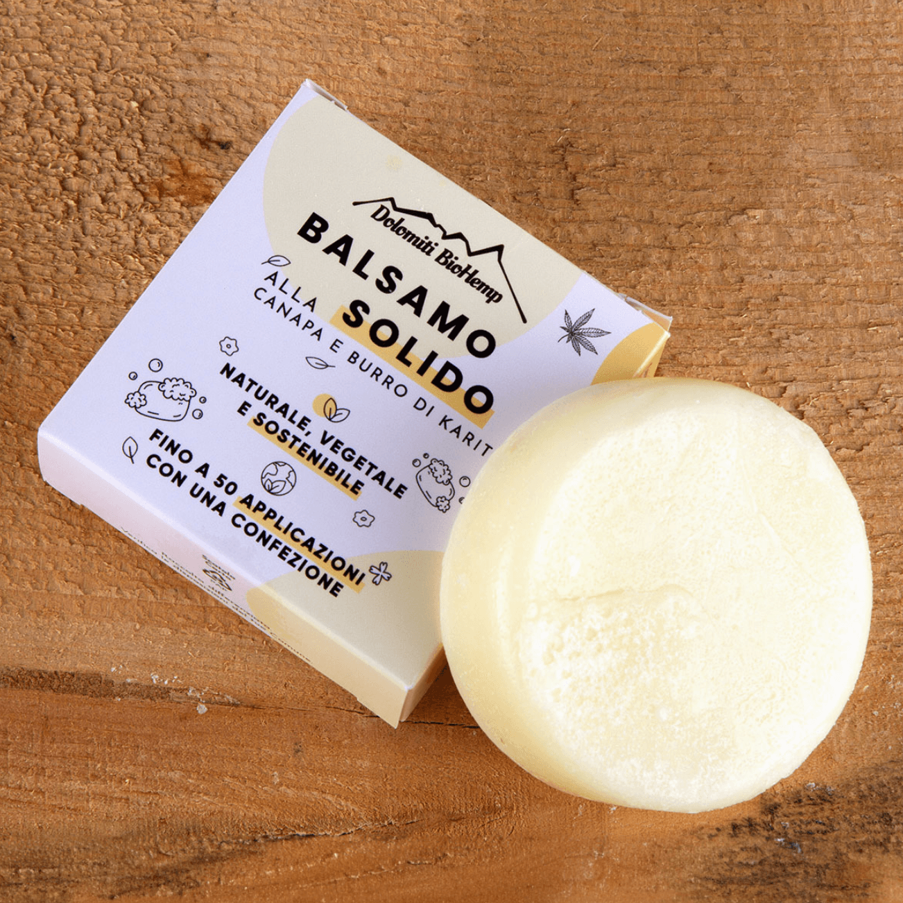 Balsamo per capelli solido alla canapa 60 gr | Dolomiti BioHemp - immagine 2