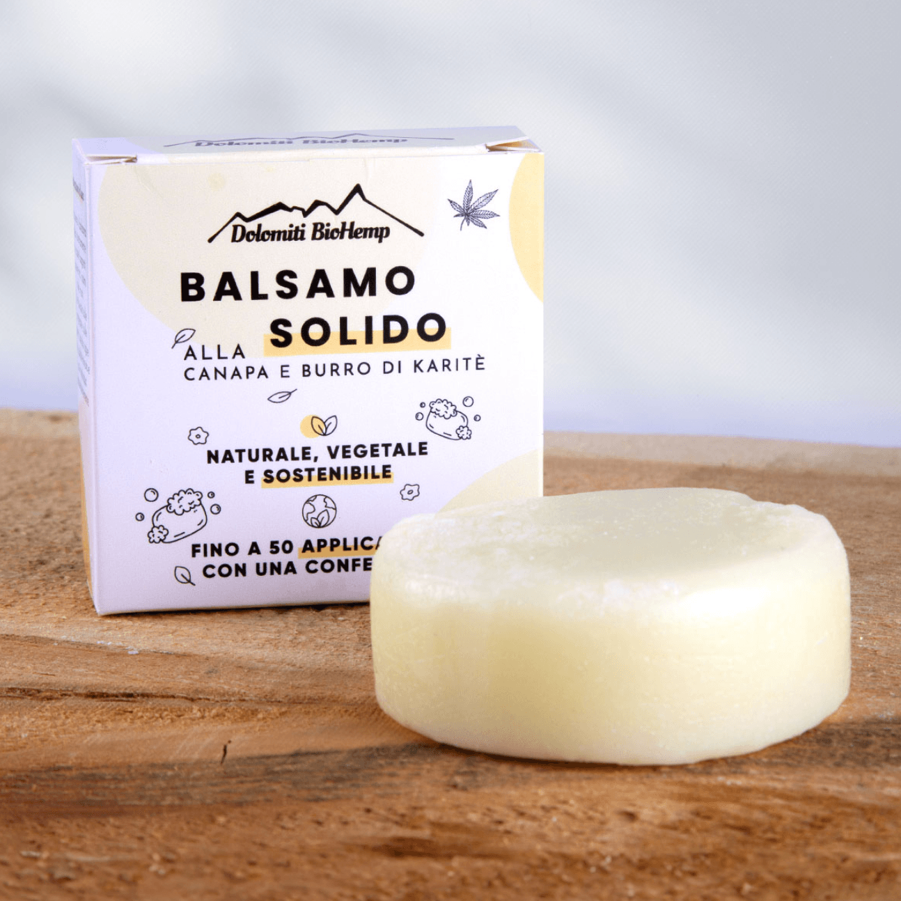 Balsamo per capelli solido alla canapa 60 gr | Dolomiti BioHemp - immagine 3