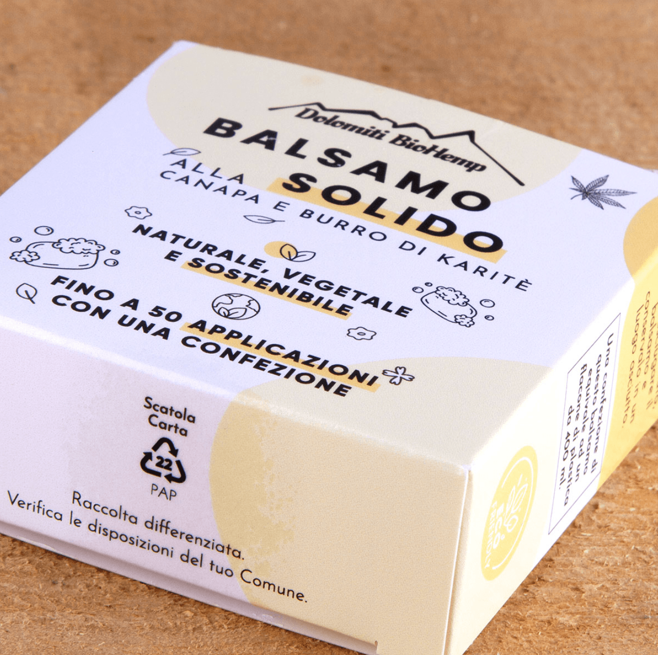 Balsamo per capelli solido alla canapa 60 gr | Dolomiti BioHemp - immagine 4