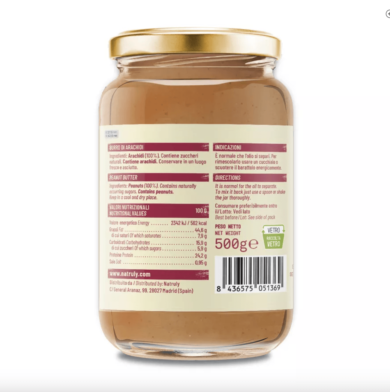 BURRO DI ARACHIDI SUPERSMOOTH 100% BIO 500G | Natruly - immagine 4